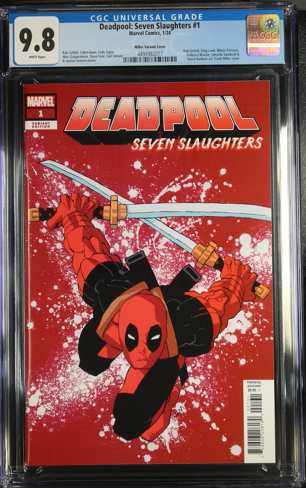 Deadpool: Seven Slaughters #1 Miller Variant CGC 9.8