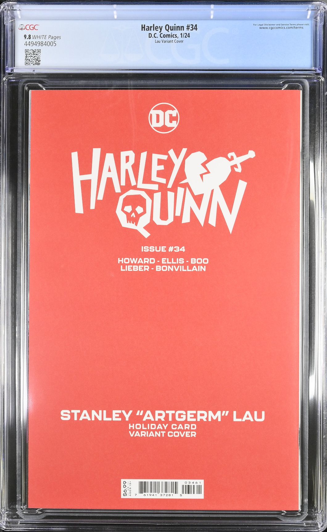 Harley Quinn #34 Artgerm DC Holiday Card Special Edition Variant CGC 9.8