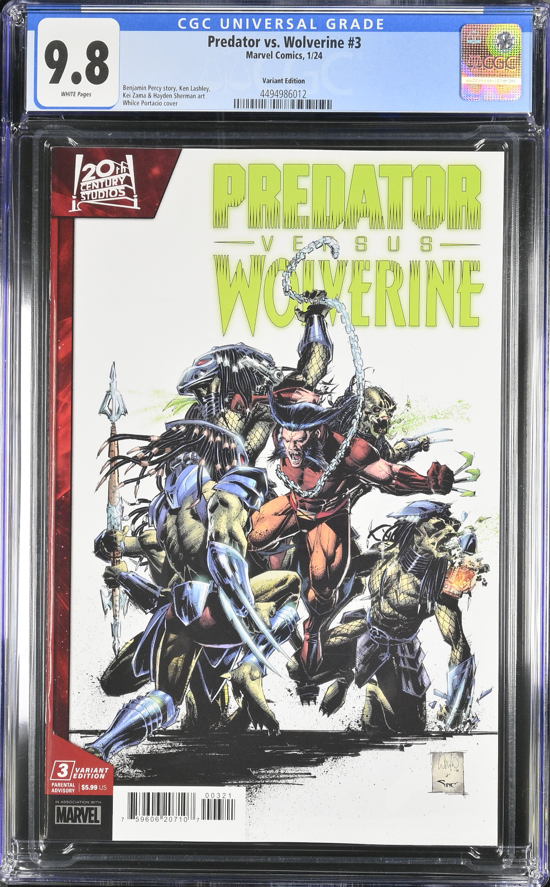 Predator vs. Wolverine #3 Portacio Variant CGC 9.8