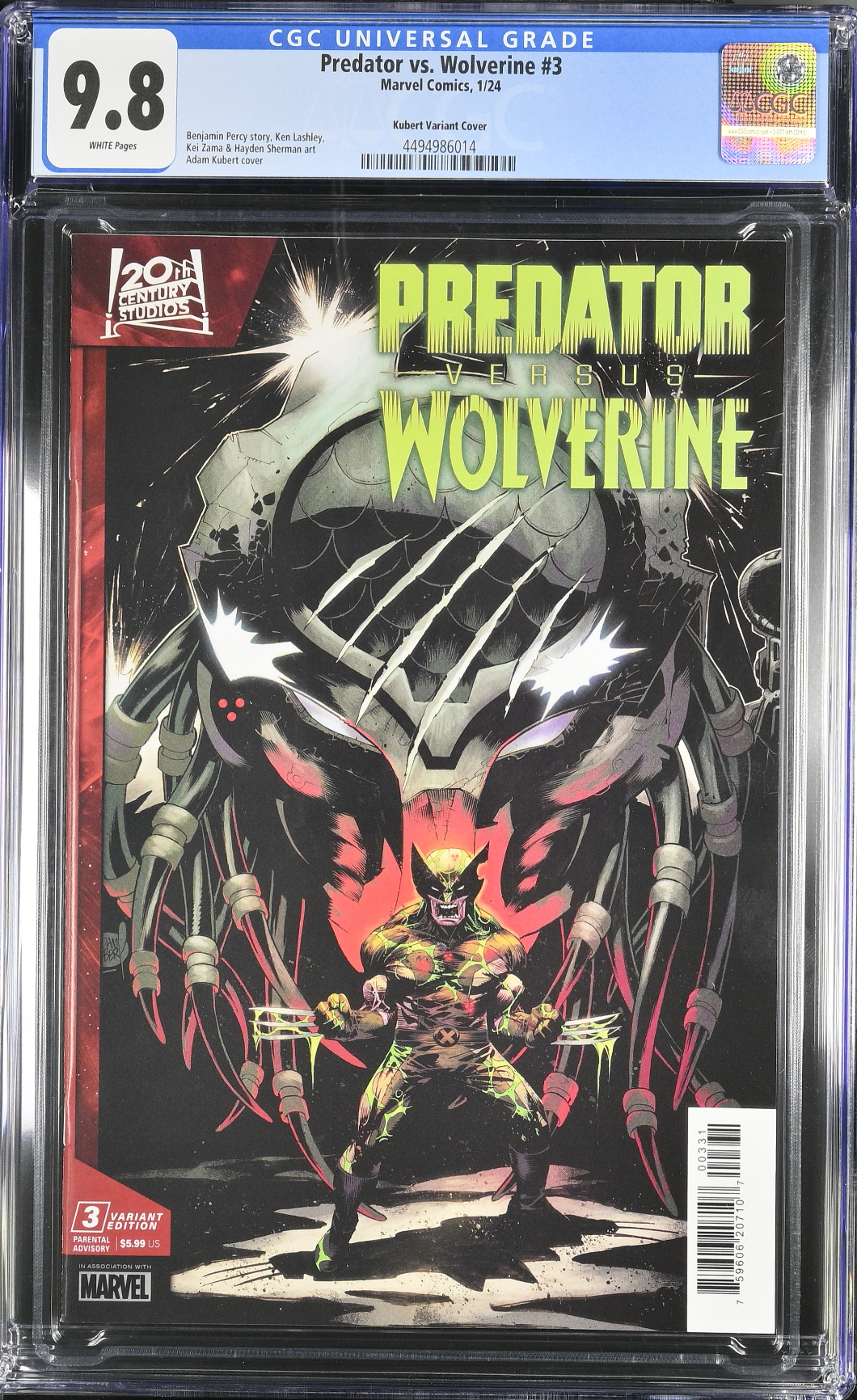 Predator vs. Wolverine #3 Kubert Variant CGC 9.8