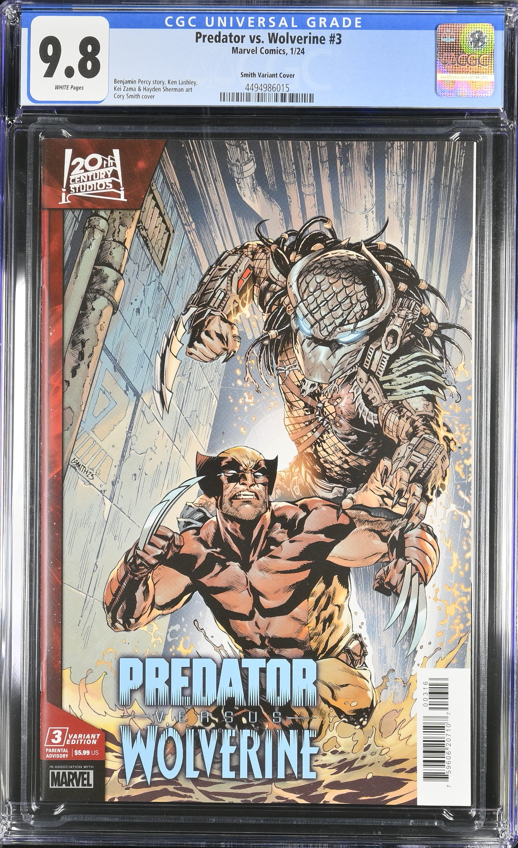 Predator vs. Wolverine #3 Smith 1:25 Retailer Incentive Variant CGC 9.8