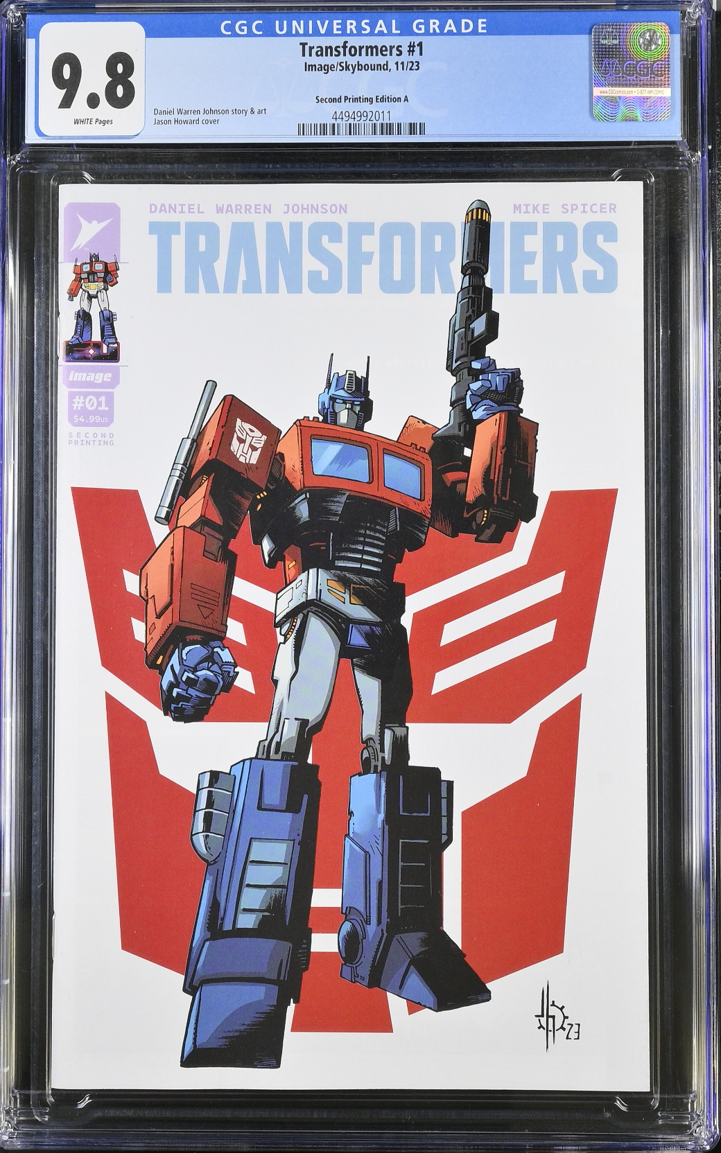 Transformers #1 Second Printing - Cover A - Howard CGC 9.8