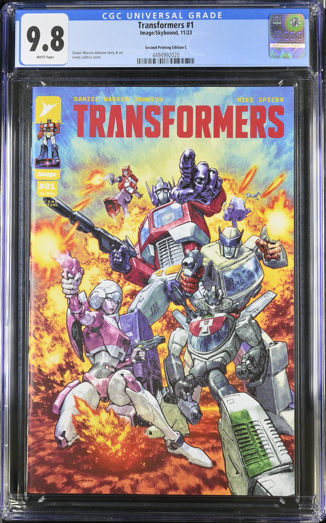 Transformers #1 Second Printing - Cover C - Larosa Variant CGC 9.8