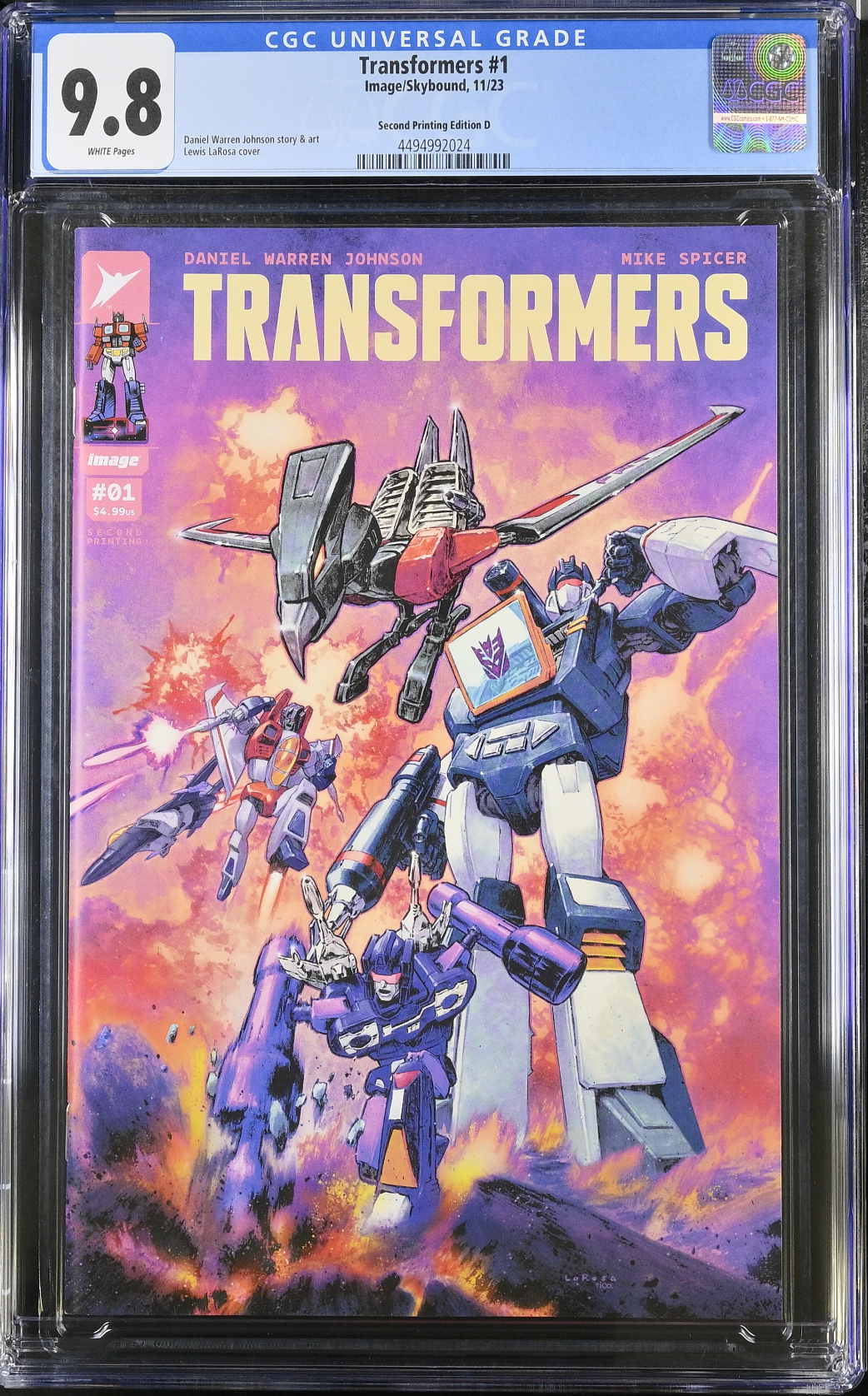 Transformers #1 Second Printing - Cover D - Larosa Variant CGC 9.8