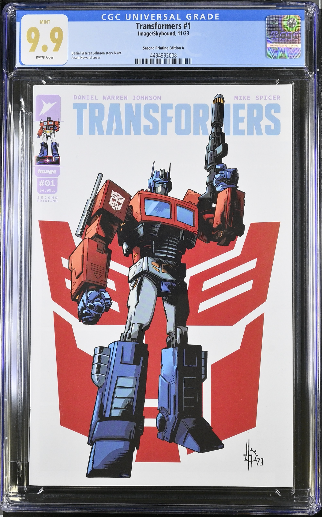 Transformers #1 Second Printing - Cover A - Howard CGC 9.9