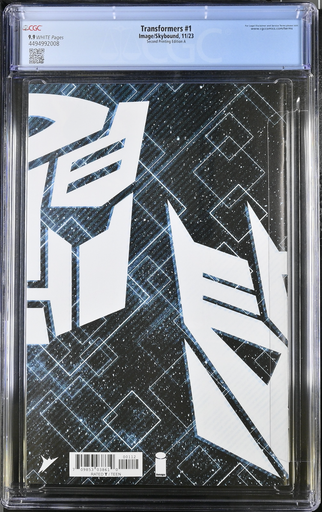 Transformers #1 Second Printing - Cover A - Howard CGC 9.9