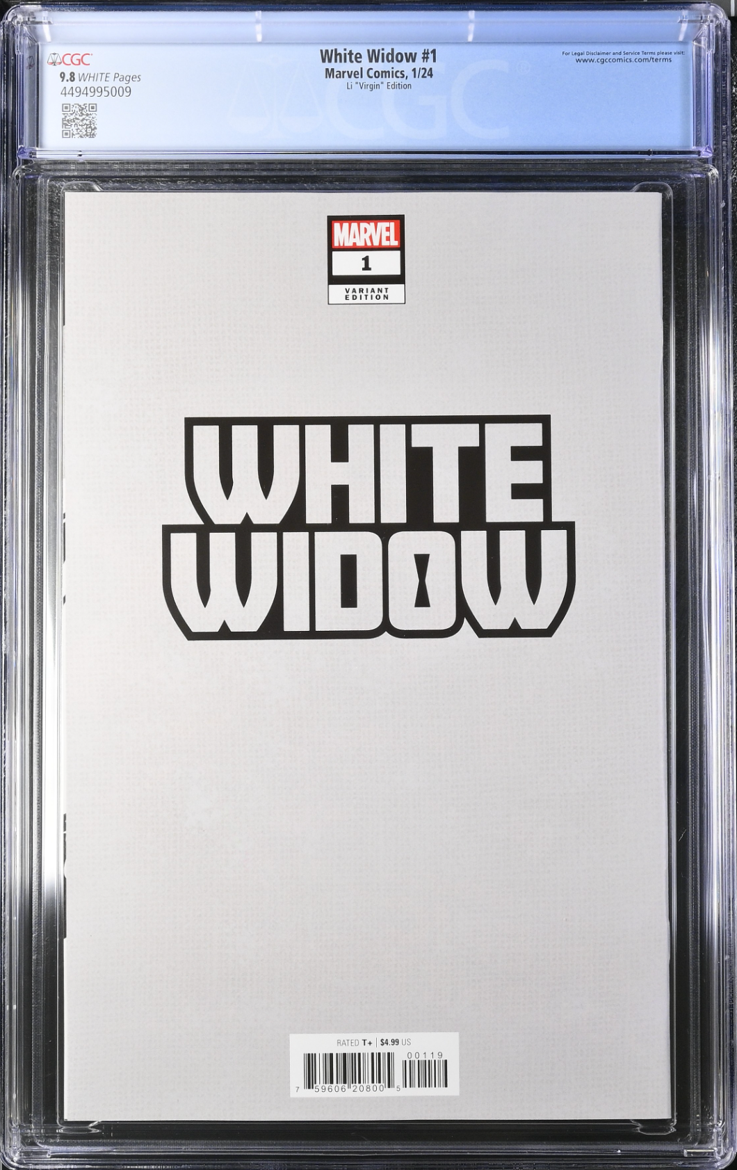 White Widow #1 Li 1:50 Virgin Retailer Incentive Variant CGC 9.8