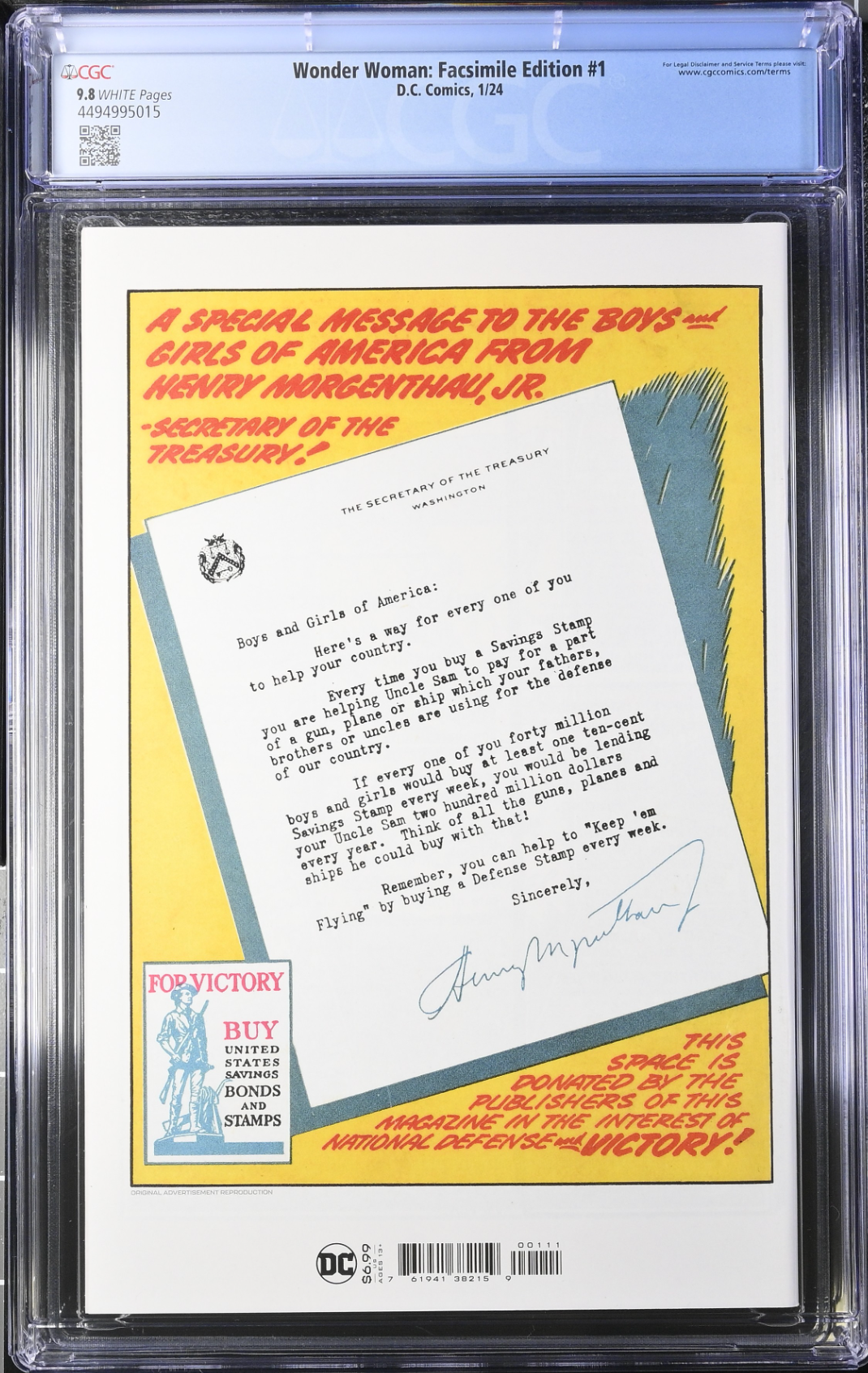 Wonder Woman #1 Facsimile Edition #1 CGC 9.8