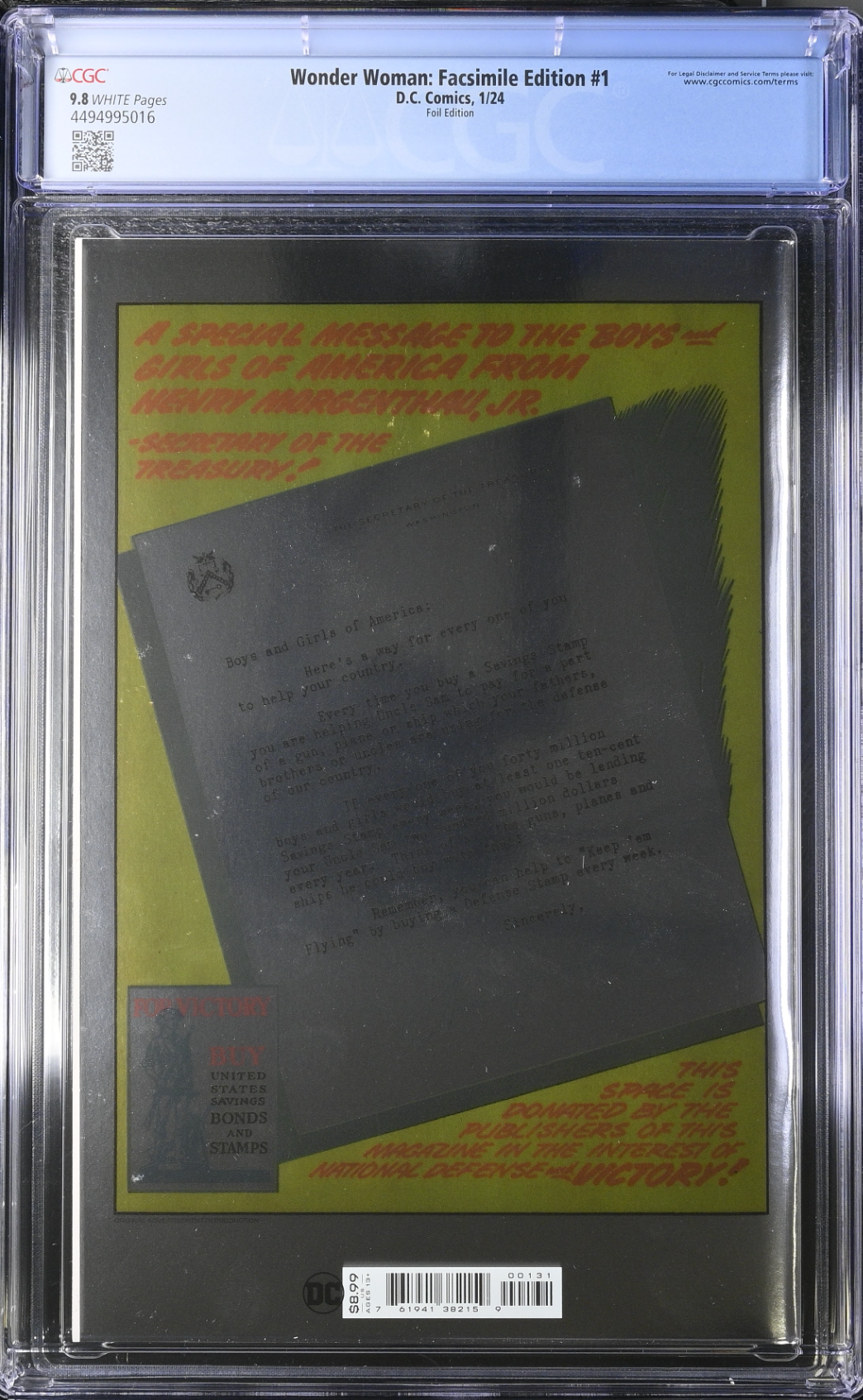 Wonder Woman #1 Facsimile Foil Edition #1 CGC 9.8