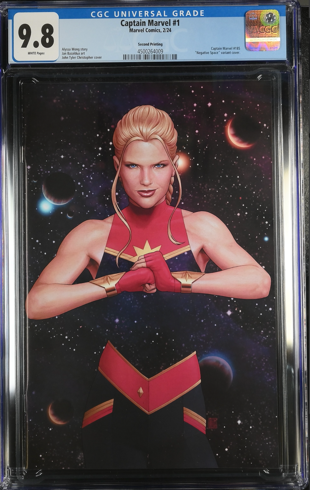 Captain Marvel #1 Christopher Second Printing Virgin Variant CGC 9.8