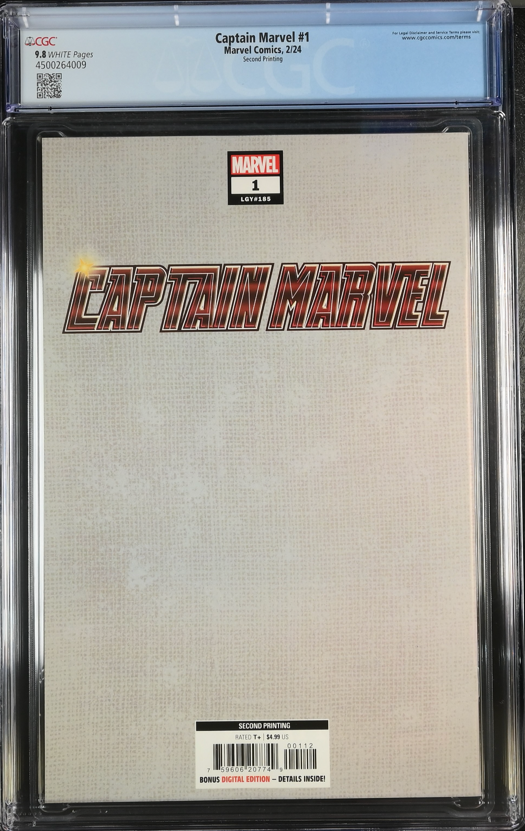 Captain Marvel #1 Christopher Second Printing Virgin Variant CGC 9.8