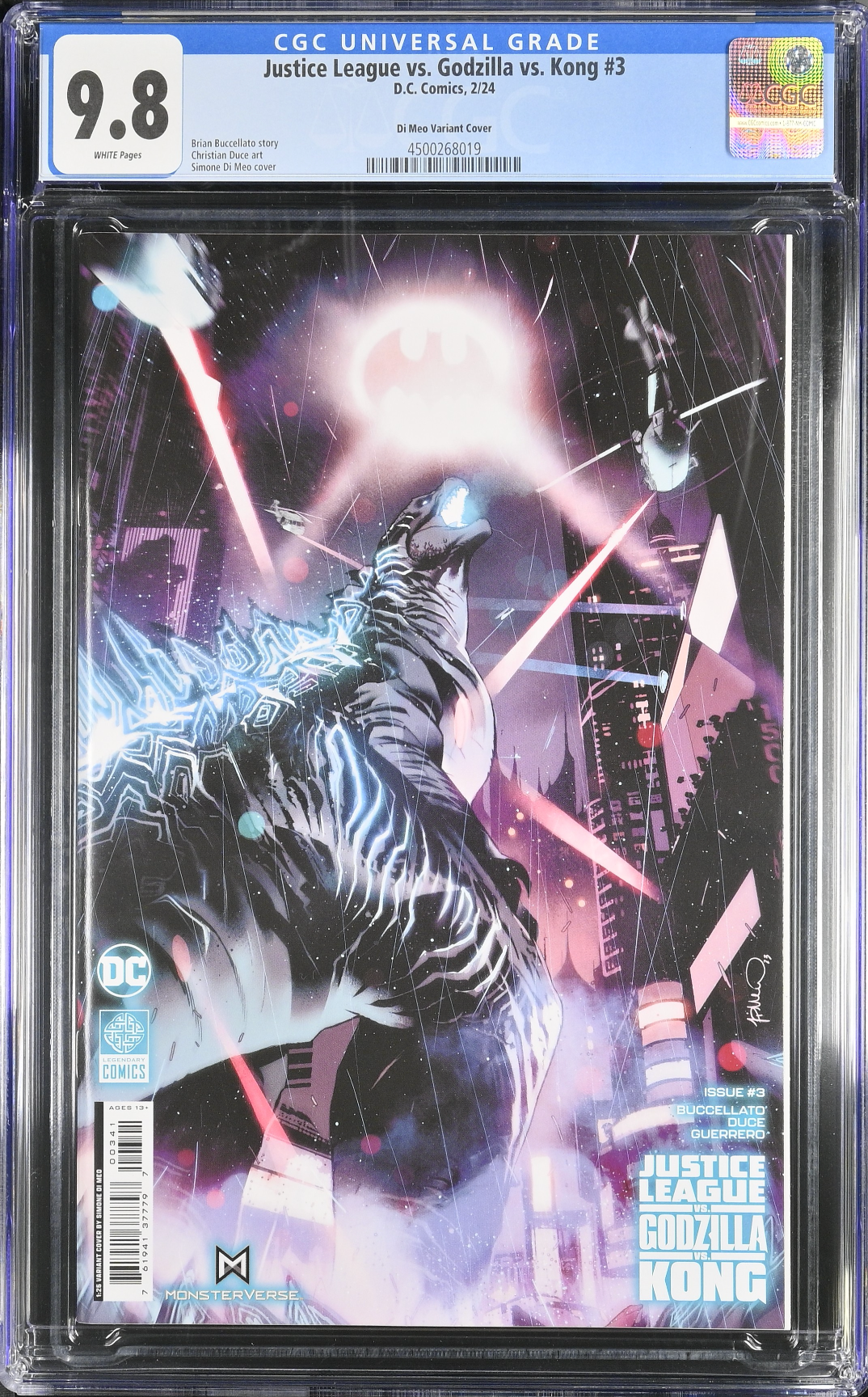 Justice League vs. Godzilla vs. Kong #3 Di Meo 1:25 Retailer Incentive. Variant CGC 9.8