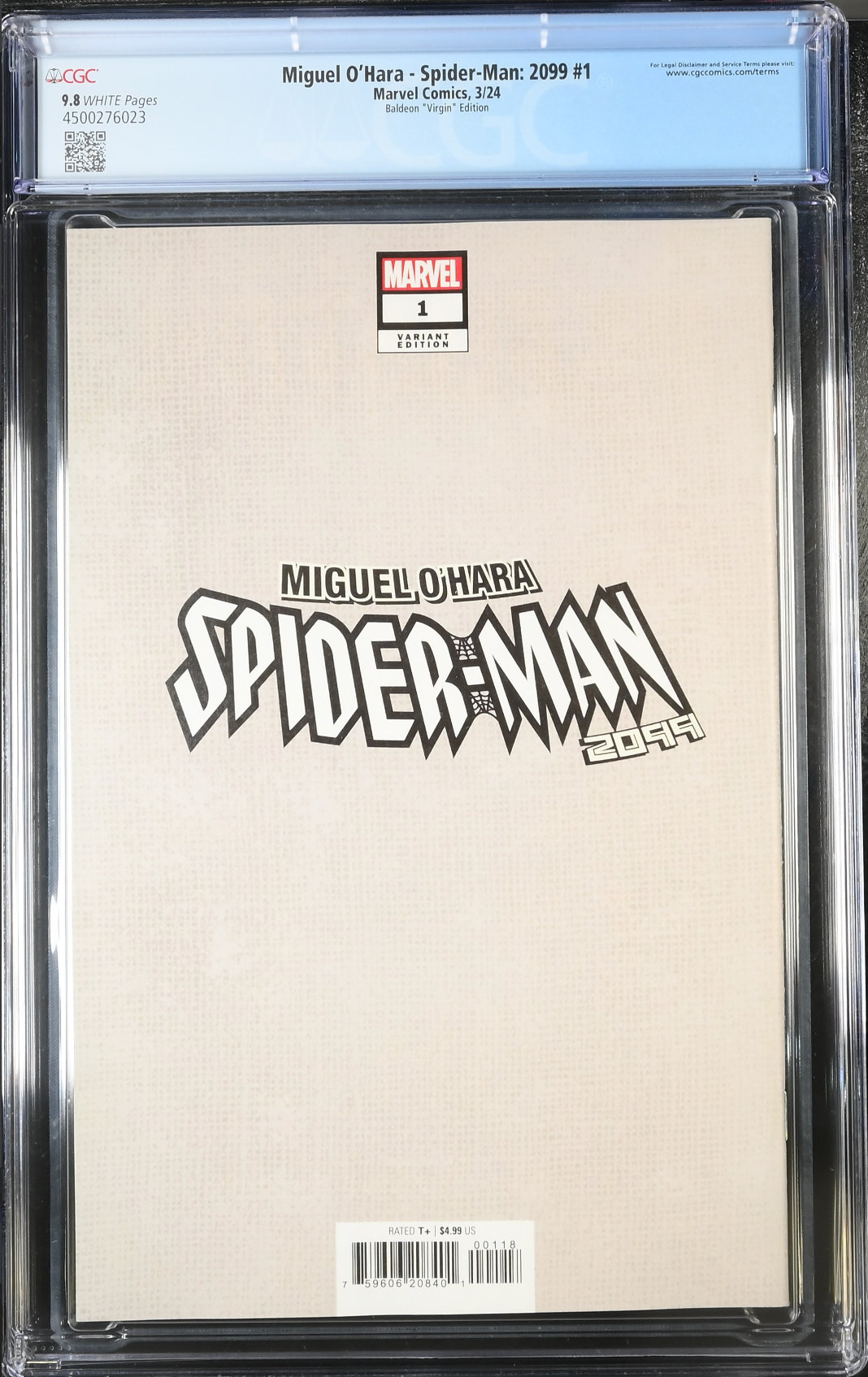 Miguel O'Hara - Spider-Man: 2099 #1 Baldeon 1:100 Virgin Retailer Incentive Variant CGC 9.8