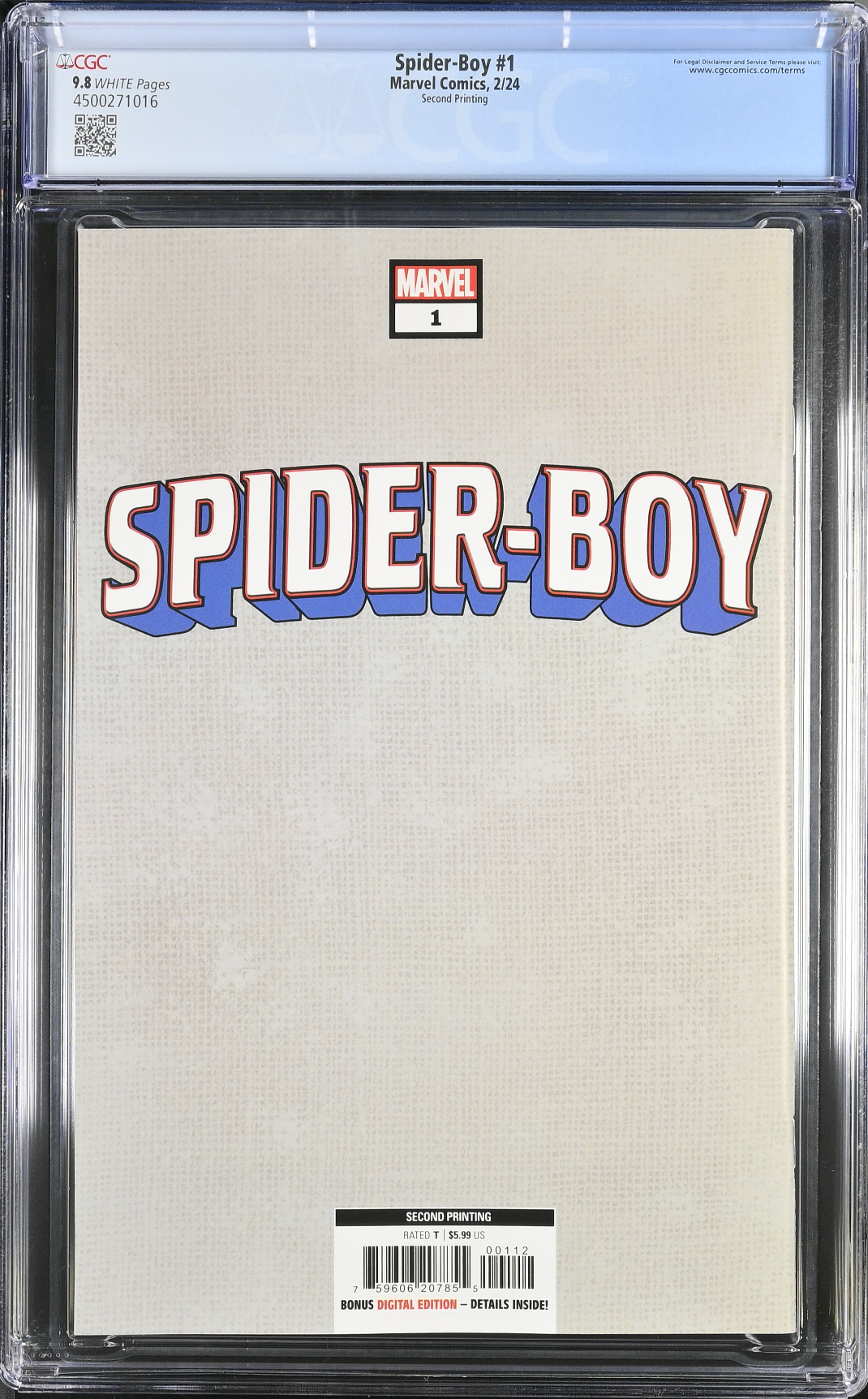 Spider-Boy #1 Christopher Second Printing Variant CGC 9.8