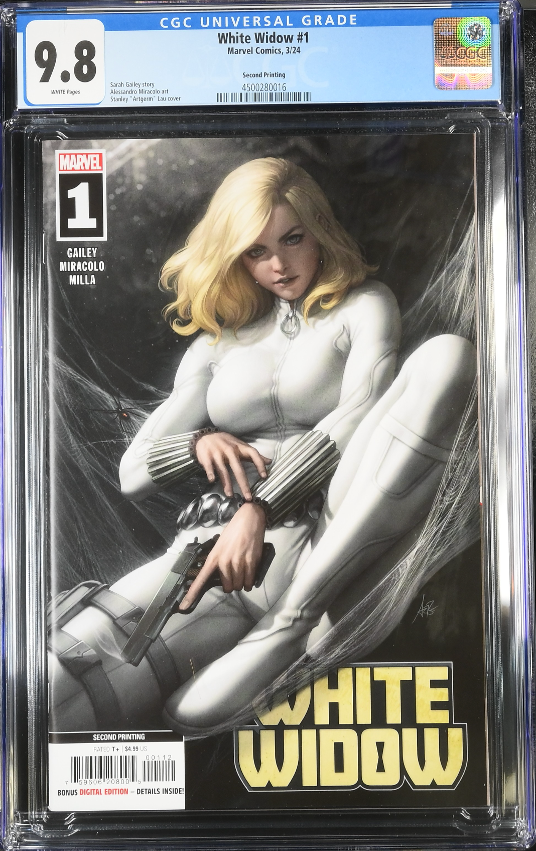 White Widow #1 Artgerm Second Printing CGC 9.8