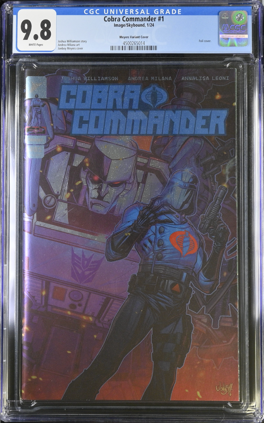 Cobra Commander #1 - Cover F - Meyers 1:100 Foil Spoiler Retailer Incentive Variant CGC 9.8