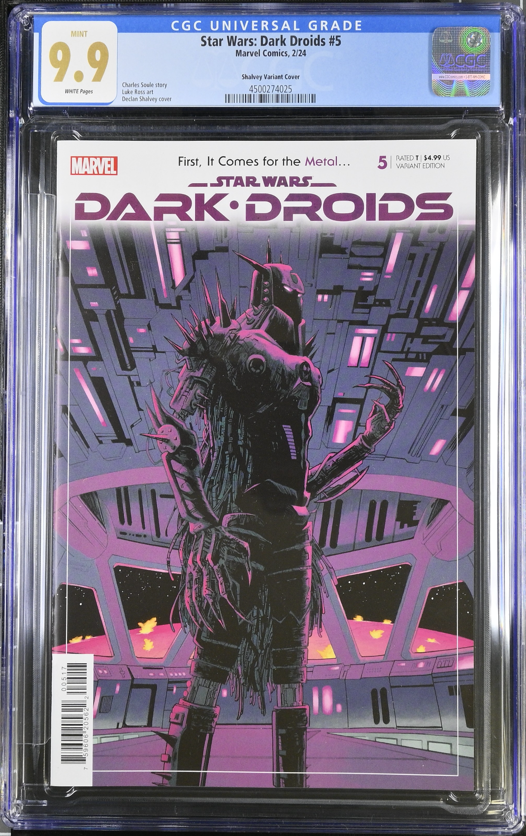 Star Wars: Dark Droids #5 Shalvey 1:25 Retailer Incentive Variant CGC 9.9