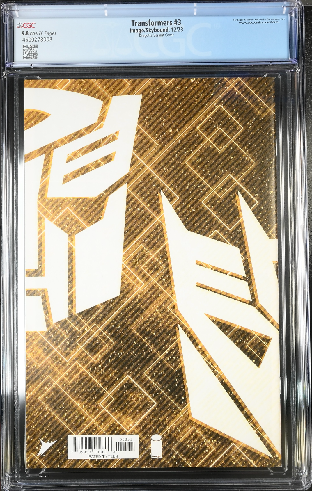 Transformers #3 Dragotta 1:50 Retailer Incentive Variant CGC 9.8