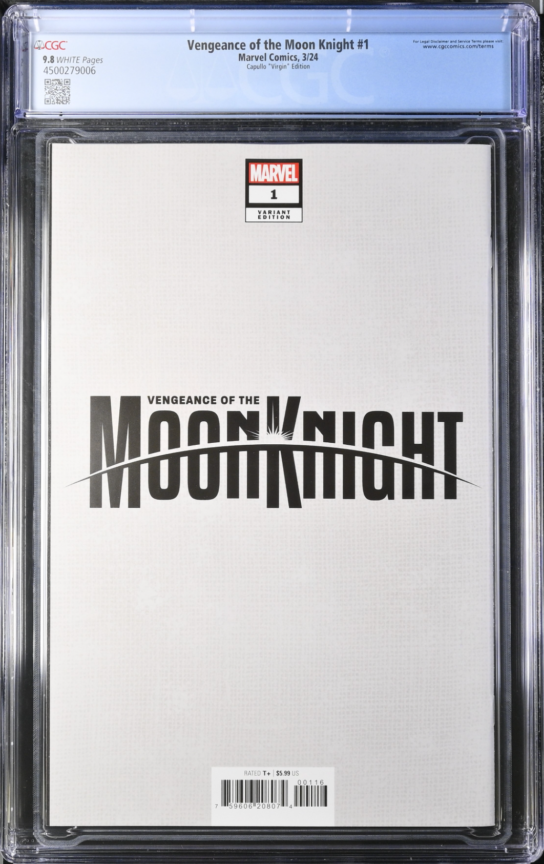 Vengeance of the Moon Knight #1 Capullo 1:50 Virgin Retailer Incentive Variant CGC 9.8