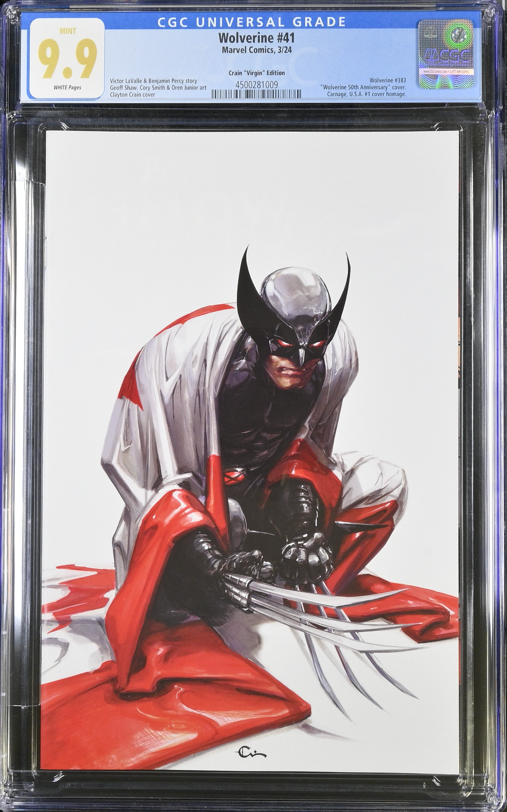 Wolverine #41 Crain 1:100 Virgin Retailer Incentive Variant CGC 9.9