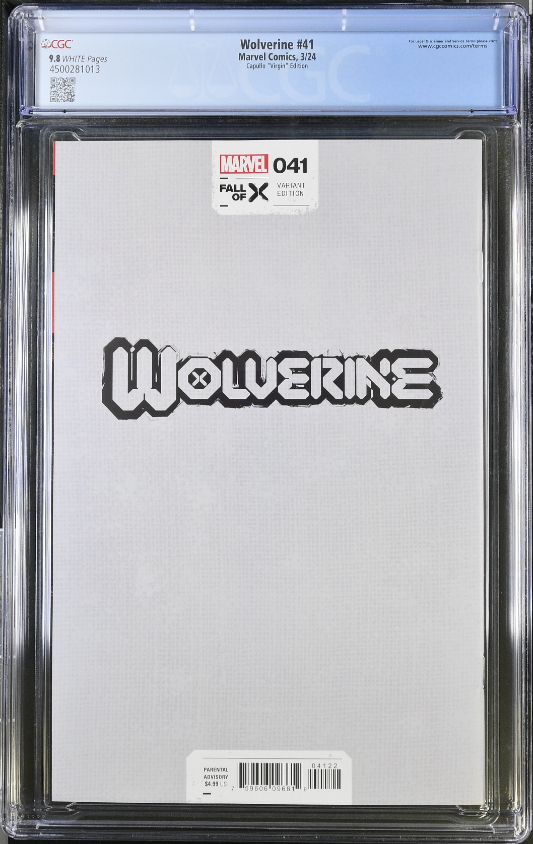 Wolverine #41 Capullo 1:200 Virgin Retailer Incentive Variant CGC 9.8
