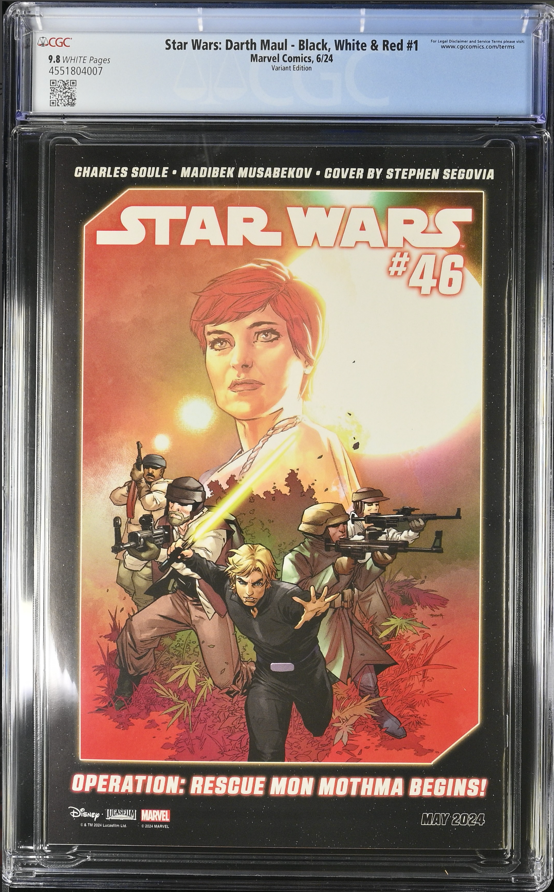 Star Wars: Darth Maul - Black, White & Red #1 Miller Variant CGC 9.8