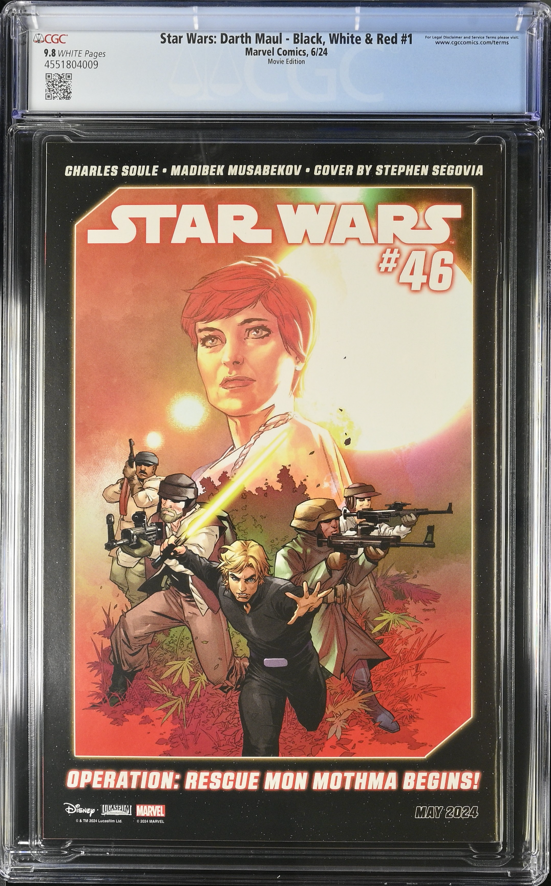 Star Wars: Darth Maul - Black, White & Red #1 Movie Variant CGC 9.8