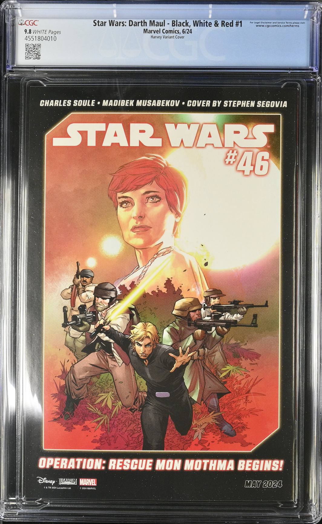 Star Wars: Darth Maul - Black, White & Red #1 Harvey Variant CGC 9.8