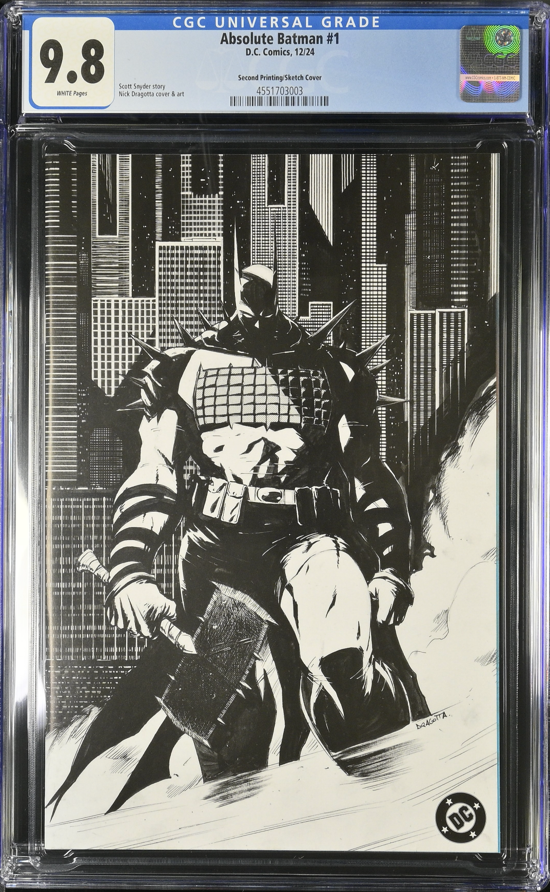 Absolute Batman #1 Second Printing Dragotta 1:25 Retailer Incentive Variant CGC 9.8