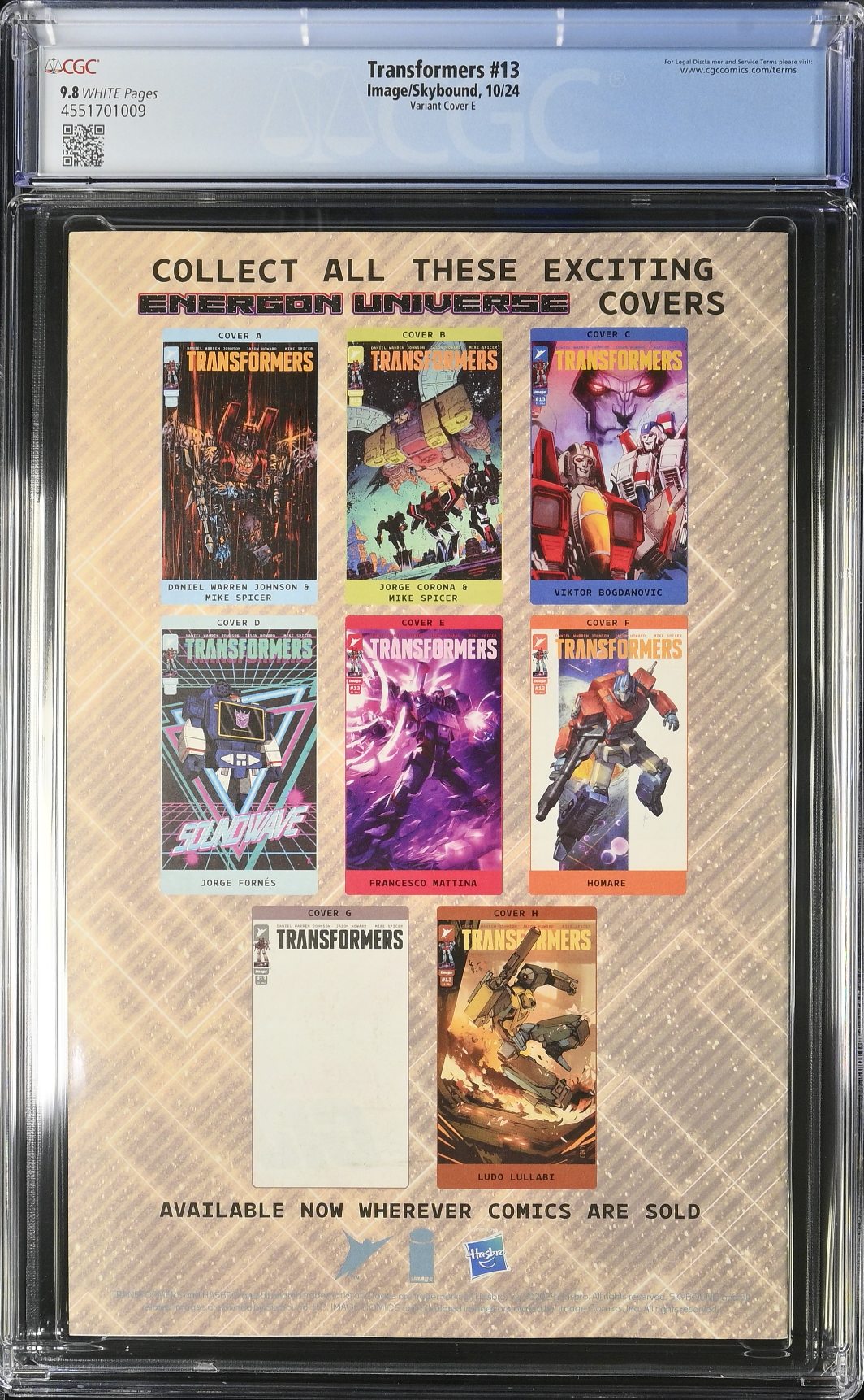 Transformers #13 Mattina 1:50 Spoiler Retailer Incentive Variant CGC 9.8