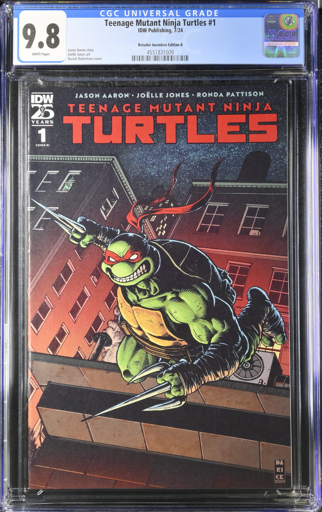 Teenage Mutant Ninja Turtles #1 Robertson 1:50 Retailer Incentive Variant CGC 9.8