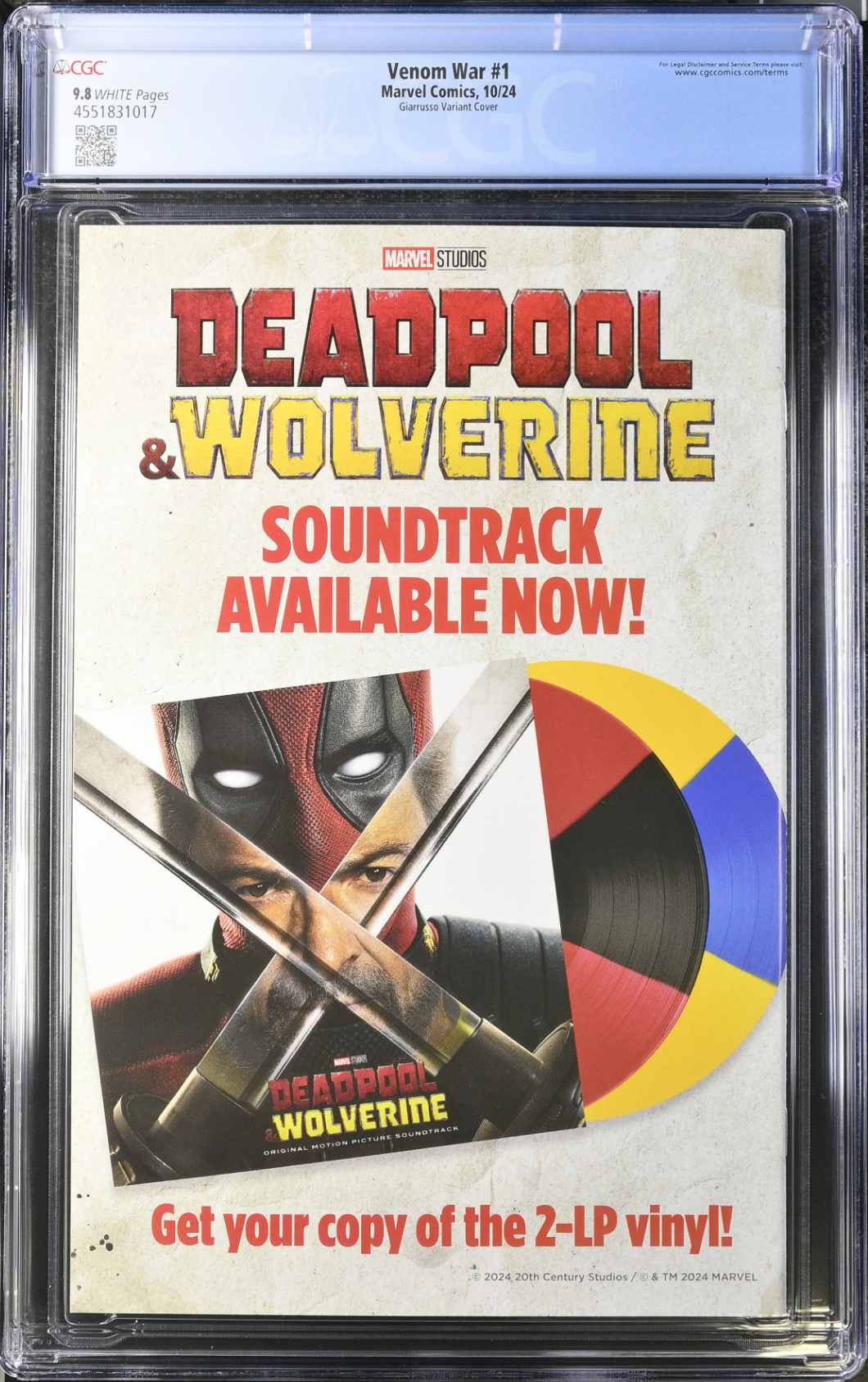 Venom War #1 Giarrusso Variant CGC 9.8