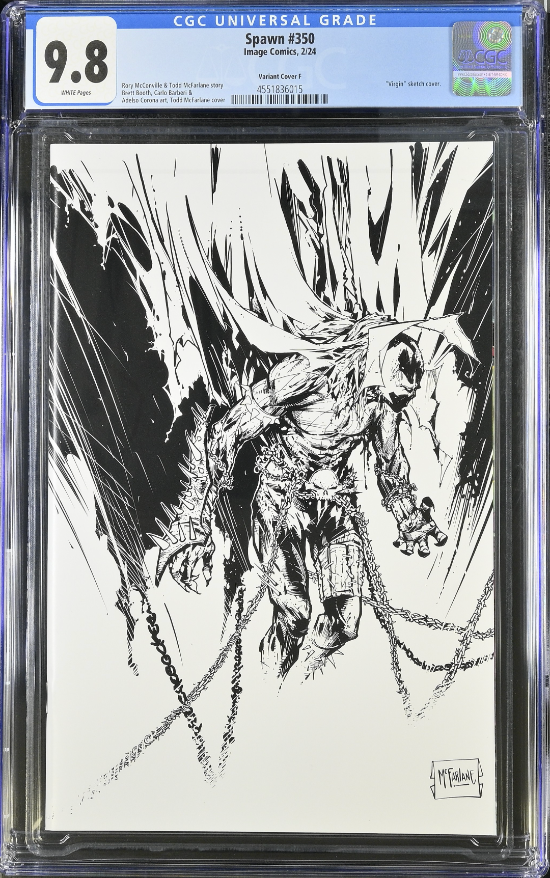 Spawn #350 - Cover F - McFarlane B/W Variant CGC 9.8