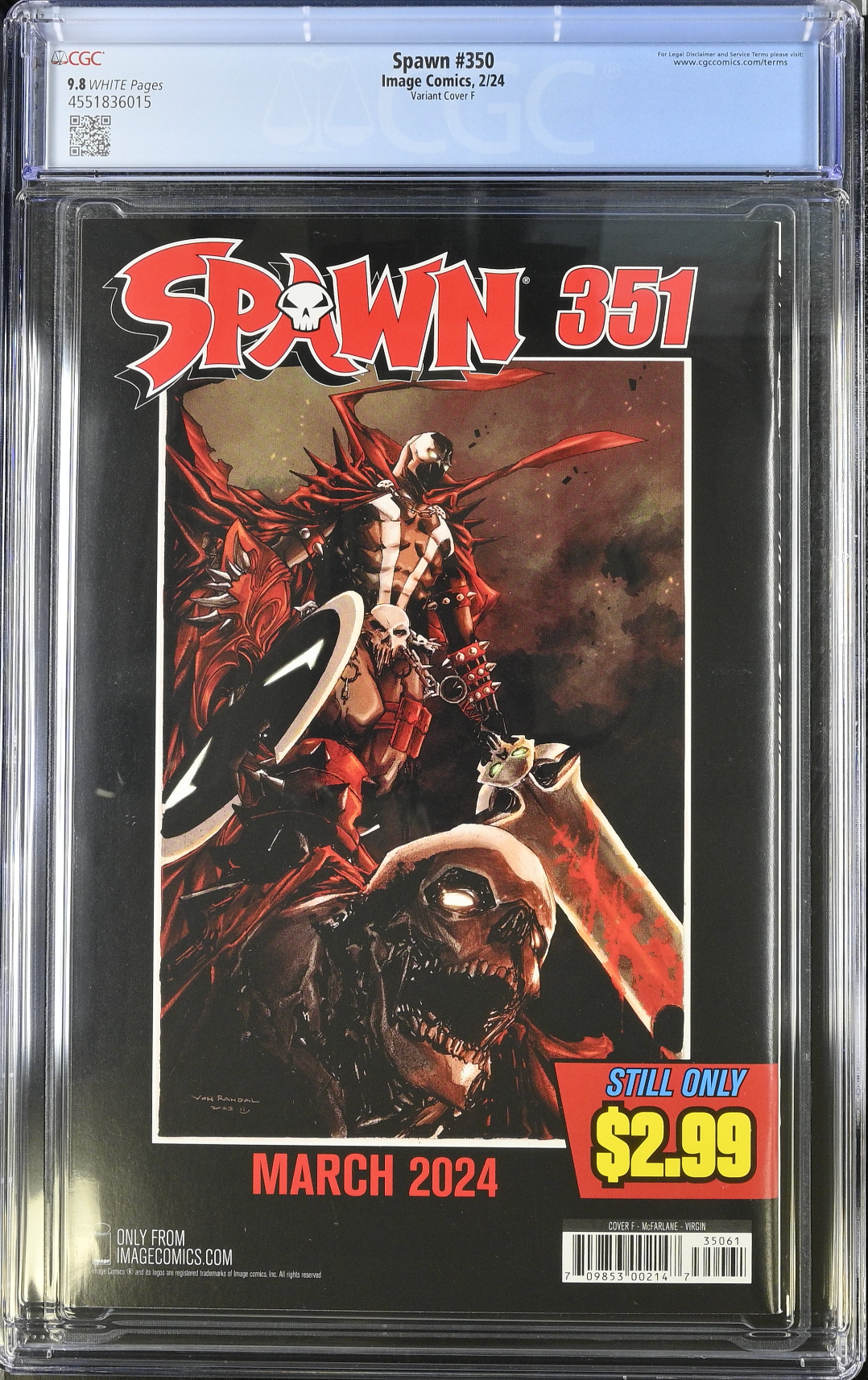 Spawn #350 - Cover F - McFarlane B/W Variant CGC 9.8