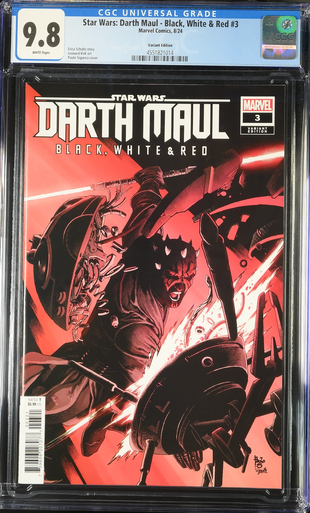 Star Wars: Darth Maul - Black, White & Red #3 Siqueira Variant CGC 9.8