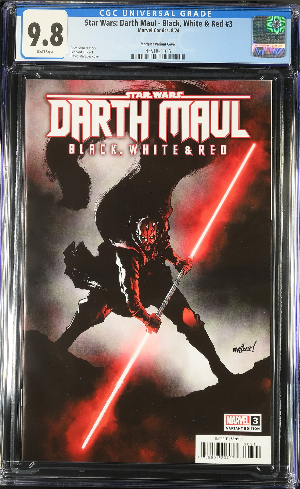 Star Wars: Darth Maul - Black, White & Red #3 Marquez 1:25 Retailer Incentive Variant CGC 9.8