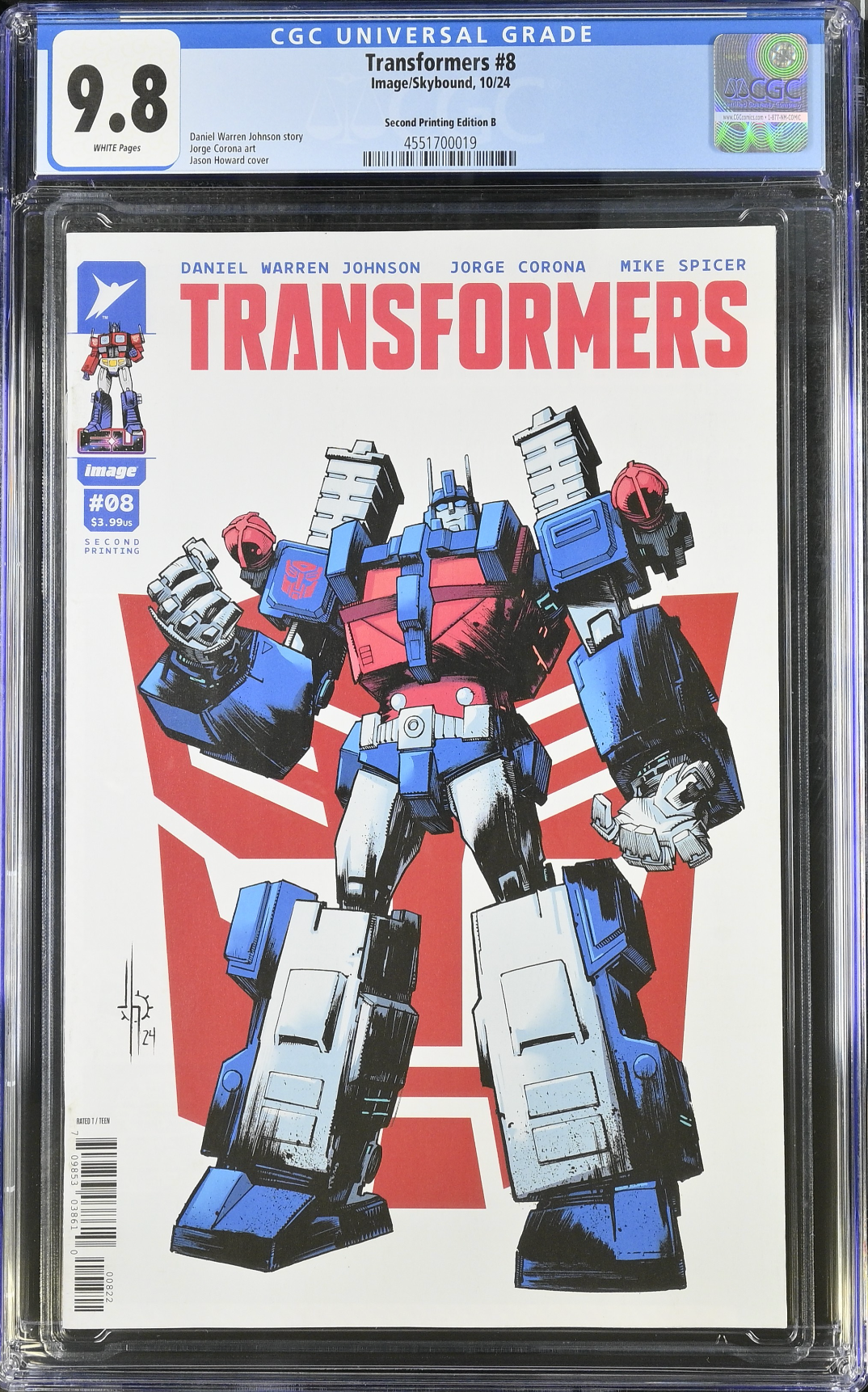 Transformers #8 Second Printing - Autobot CGC 9.8