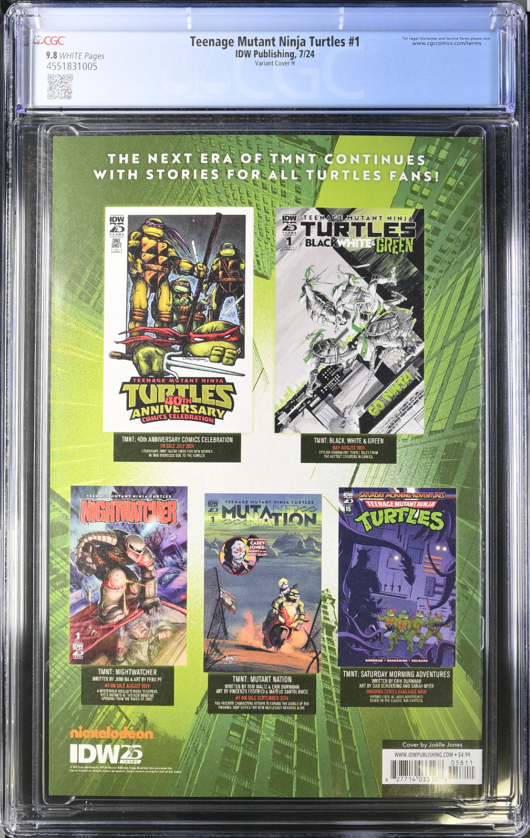 Teenage Mutant Ninja Turtles #1 - Cover H - Jones Variant CGC 9.8