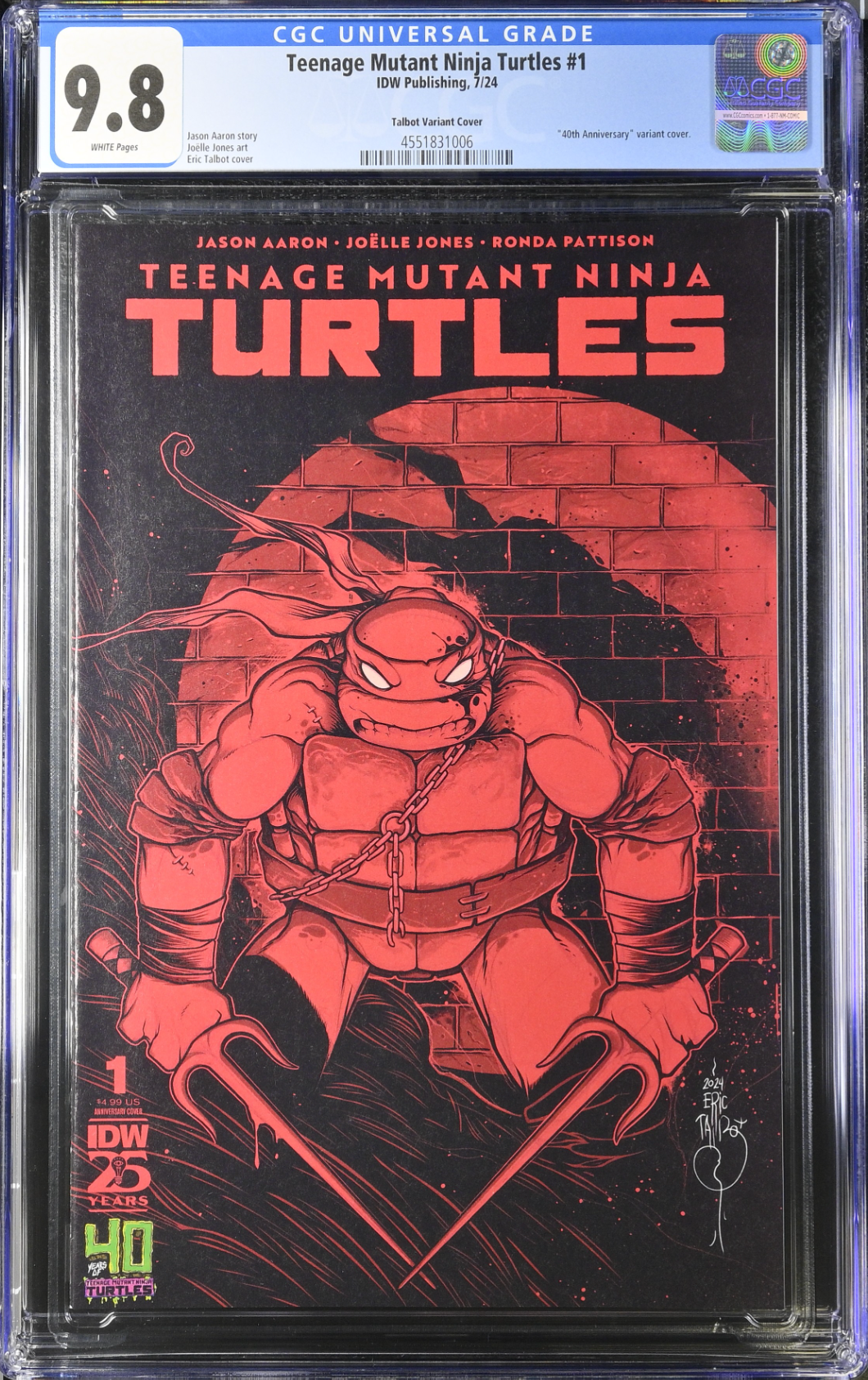 Teenage Mutant Ninja Turtles #1 - Cover I - Talbot 40th Anniversary Variant CGC 9.8