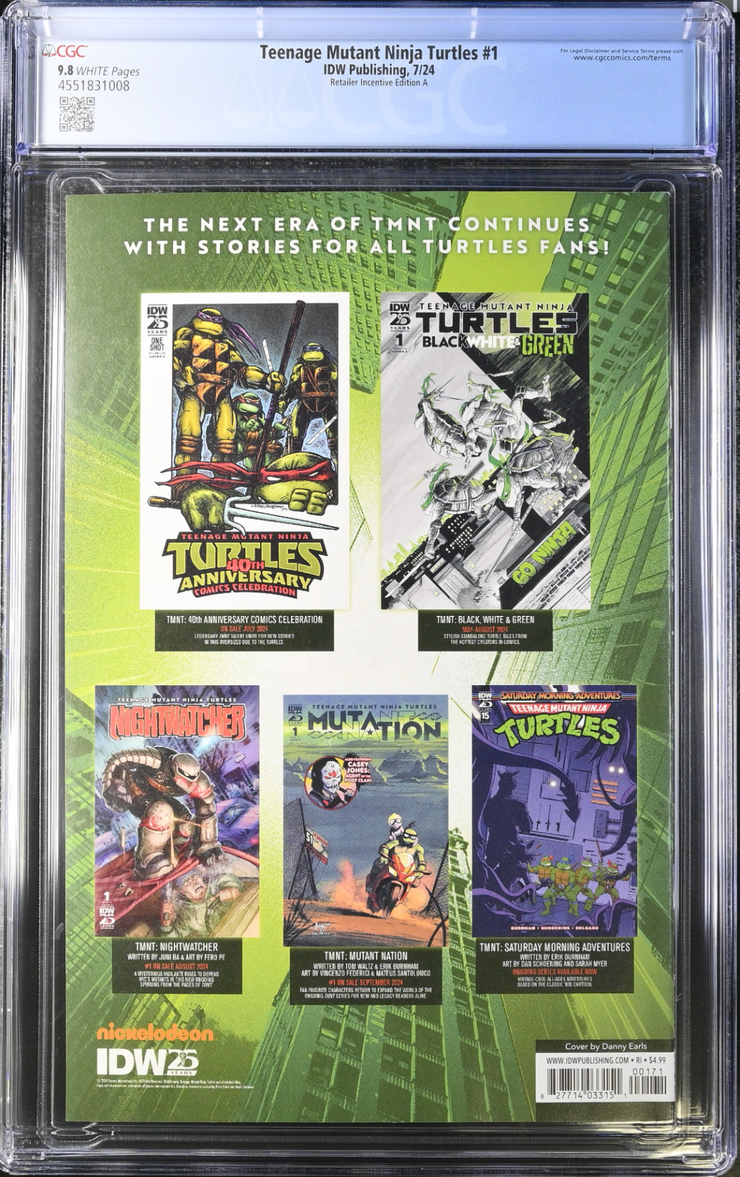 Teenage Mutant Ninja Turtles #1 Earls 1:25 Retailer Incentive Variant CGC 9.8