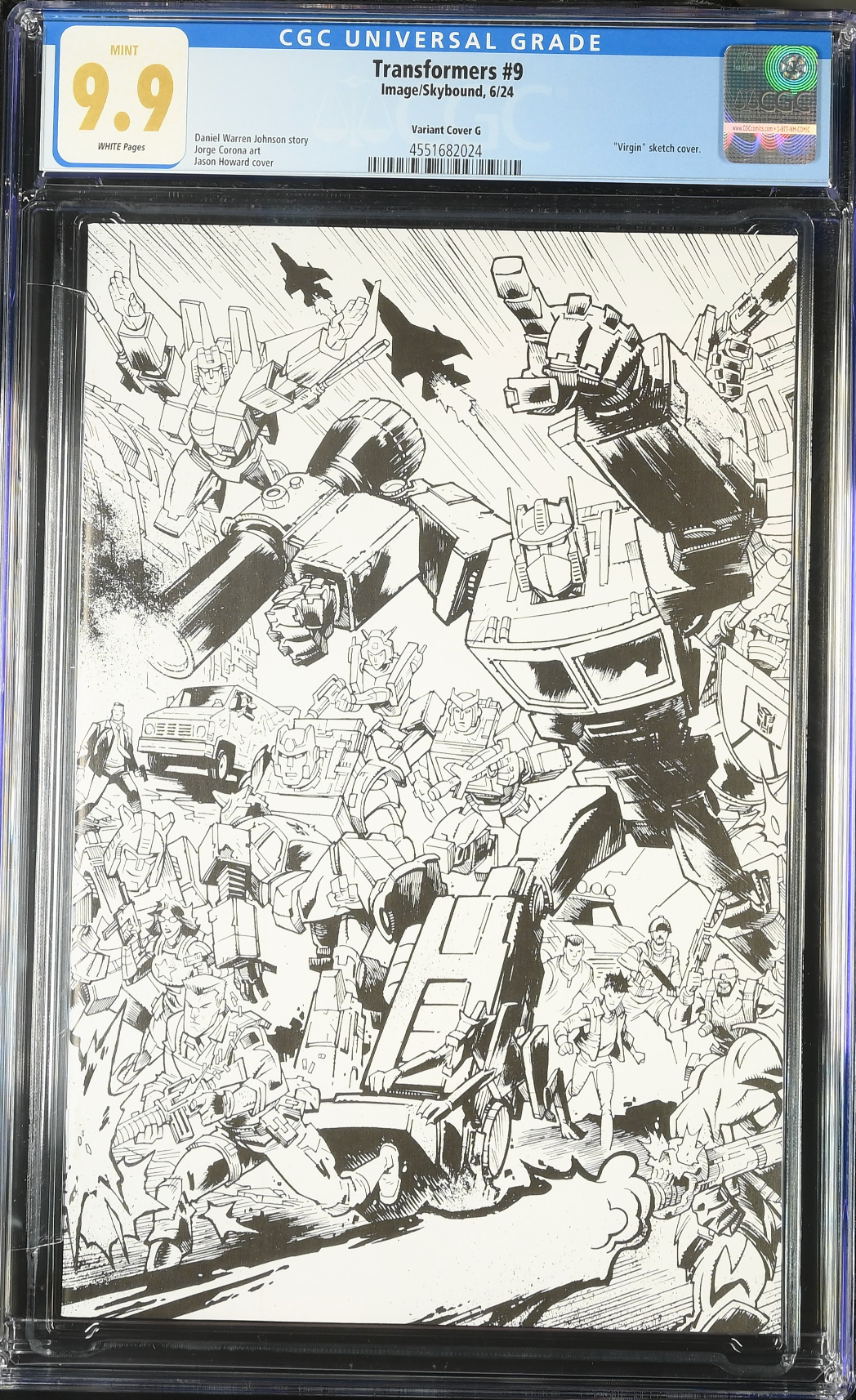 Transformers #9 Howard Energon Universe Anniversary B/W Connecting Cover Variant CGC 9.9