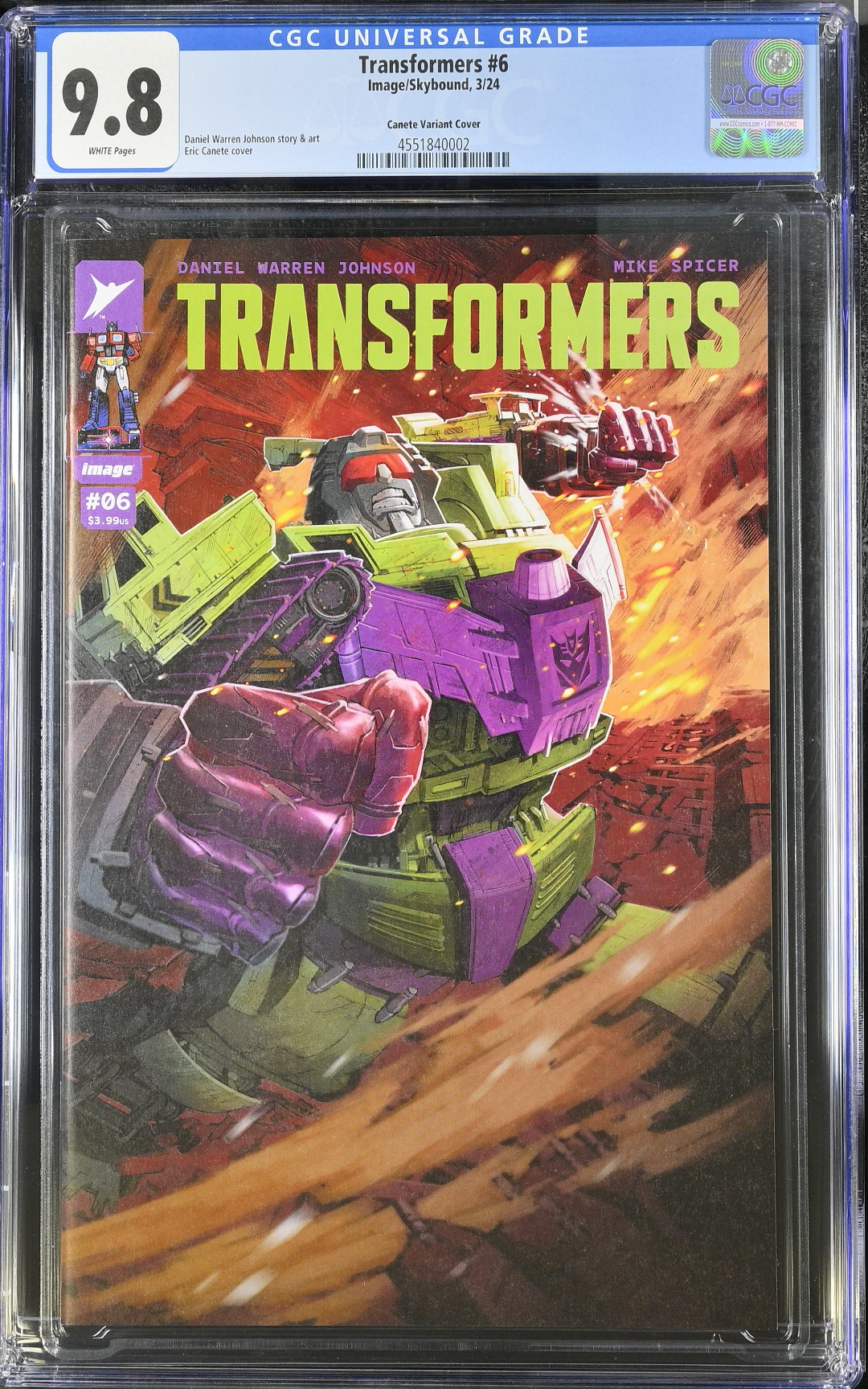Transformers #6 Canete 1:25 Retailer Incentive Variant CGC 9.8