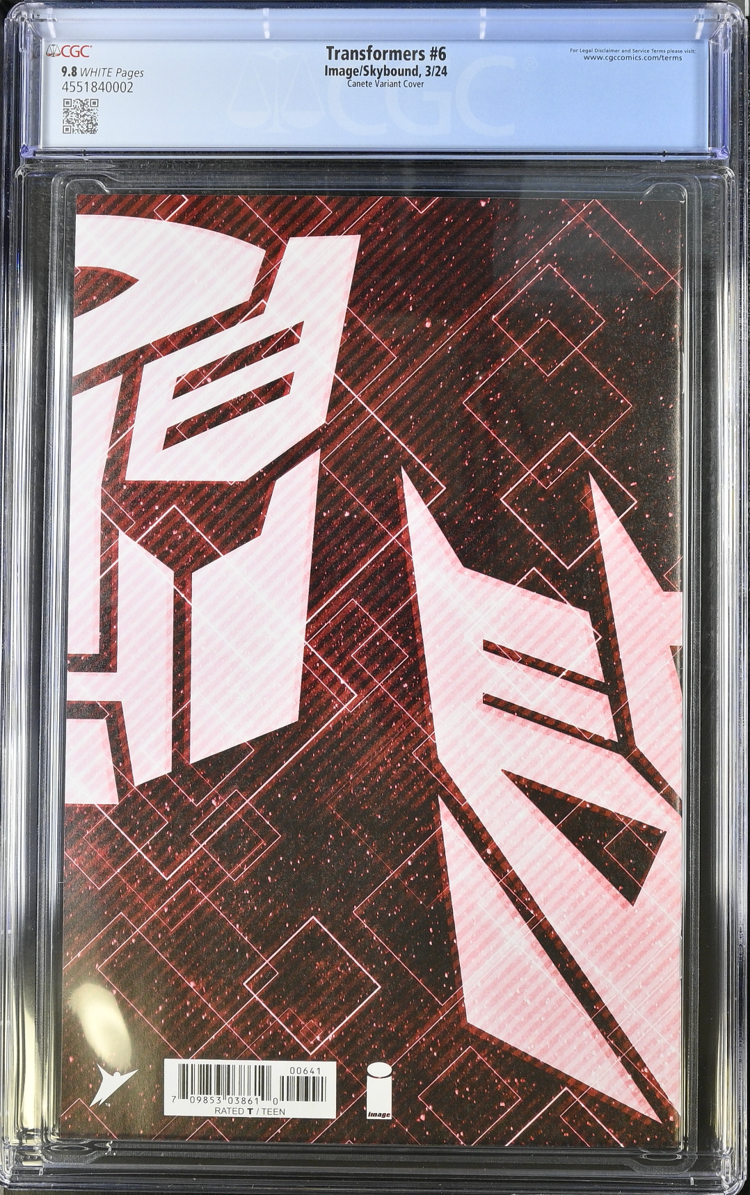 Transformers #6 Canete 1:25 Retailer Incentive Variant CGC 9.8
