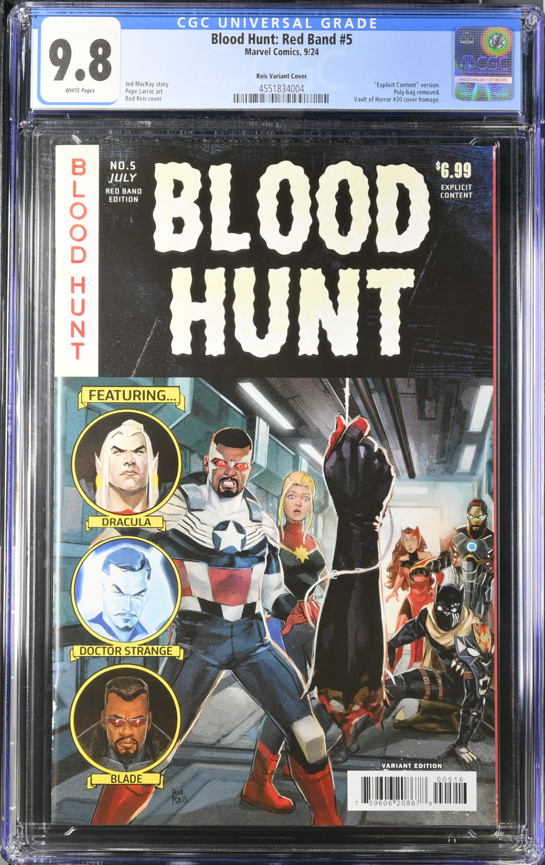 Blood Hunt: Red Band Edition #5 Reis 1:25 Bloody Homage Retailer Incentive Variant CGC 9.8