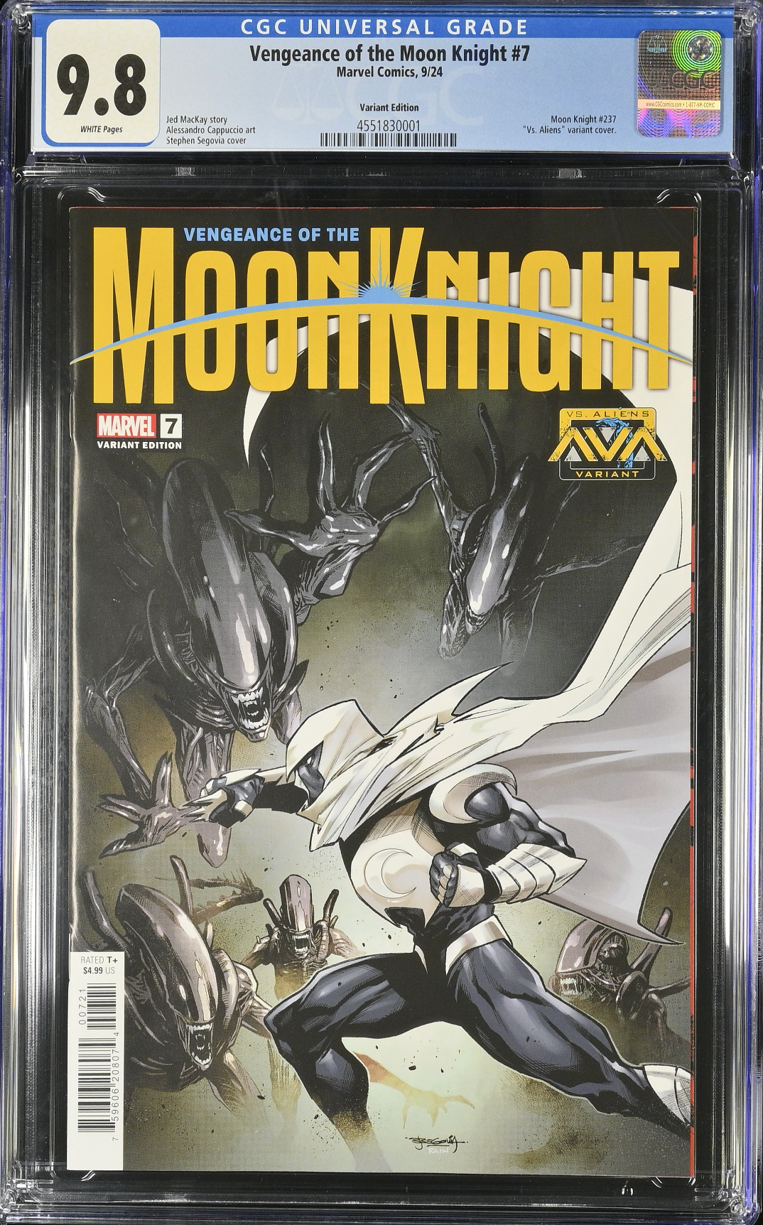 Vengeance of the Moon Knight #7 Segovia Marvel vs. Alien Variant CGC 9.8