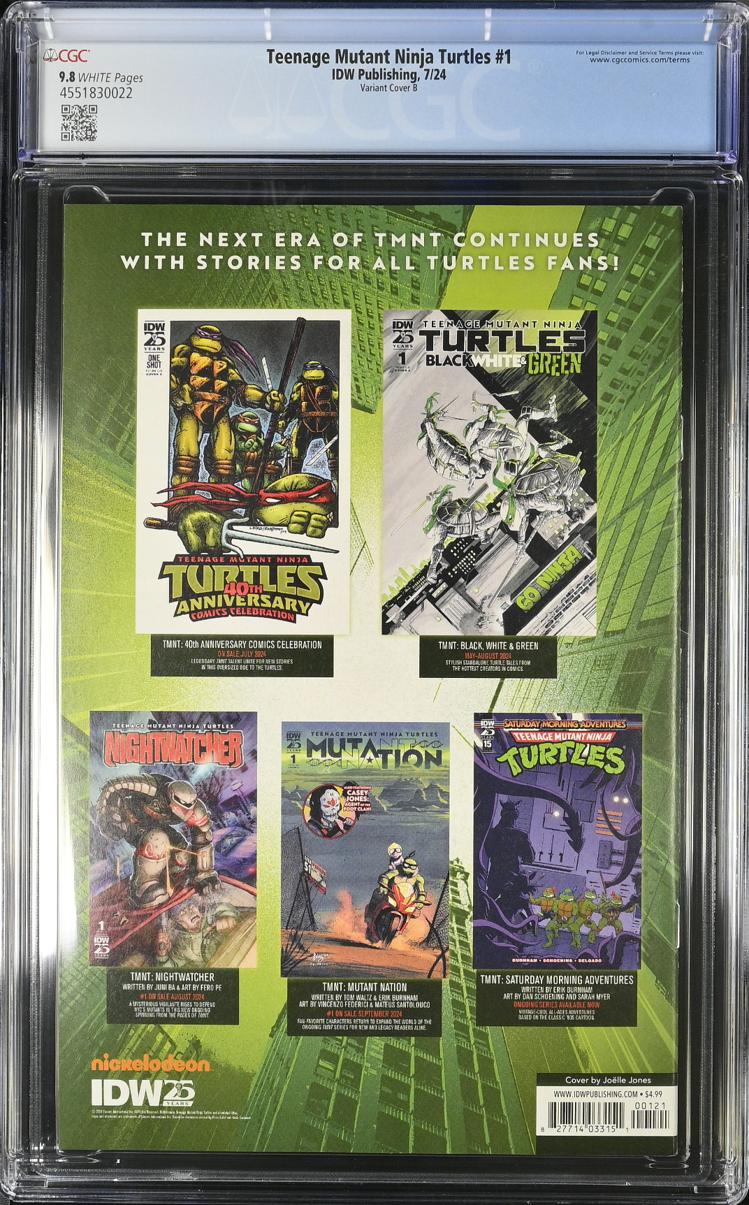 Teenage Mutant Ninja Turtles #1 - Cover B - Jones Variant CGC 9.8