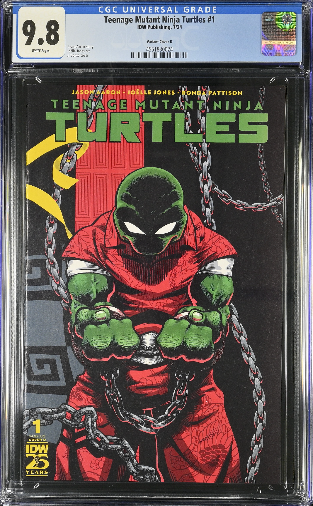 Teenage Mutant Ninja Turtles #1 - Cover D - Gonzo Variant CGC 9.8