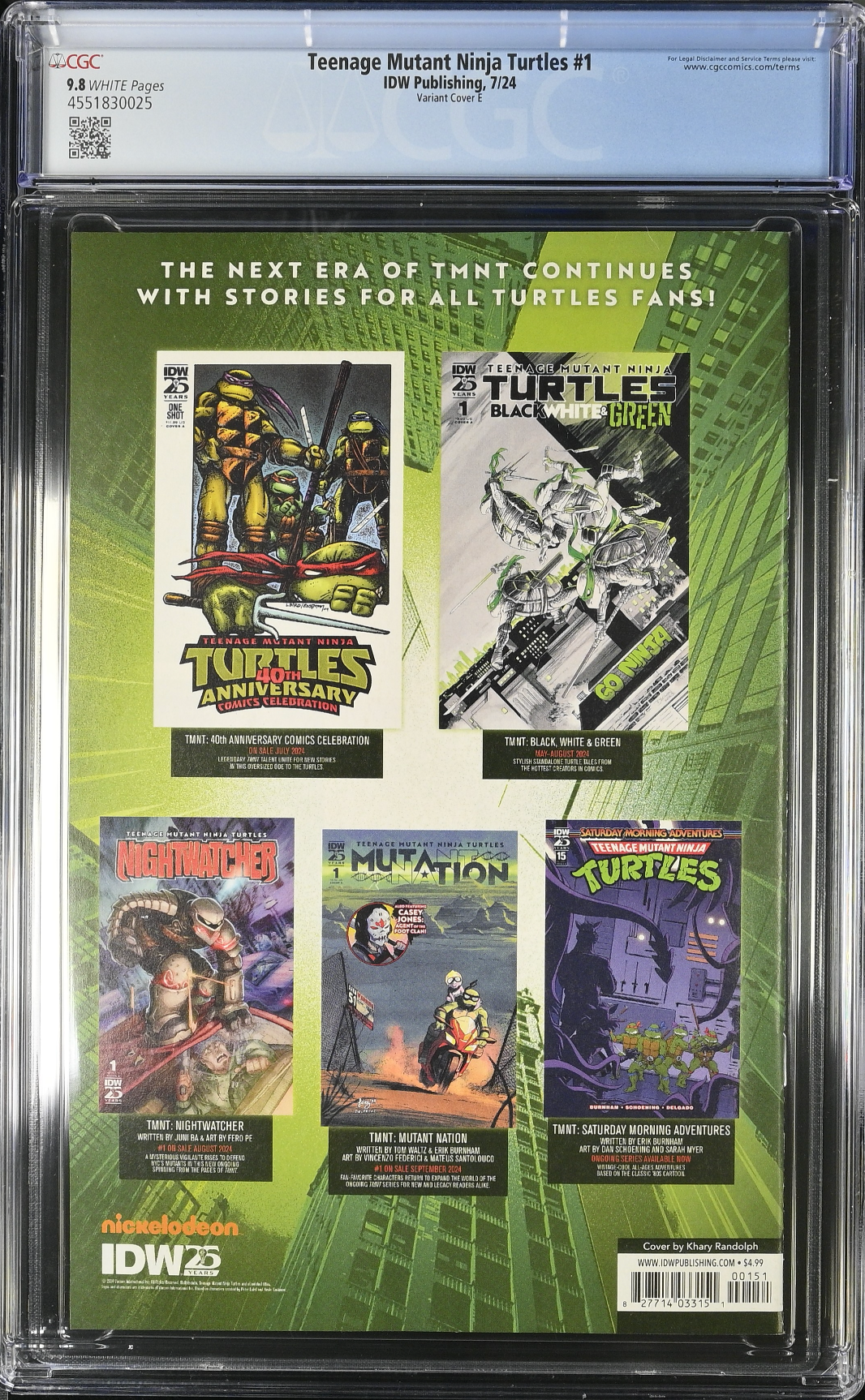 Teenage Mutant Ninja Turtles #1 - Cover E - Randolph Variant CGC 9.8