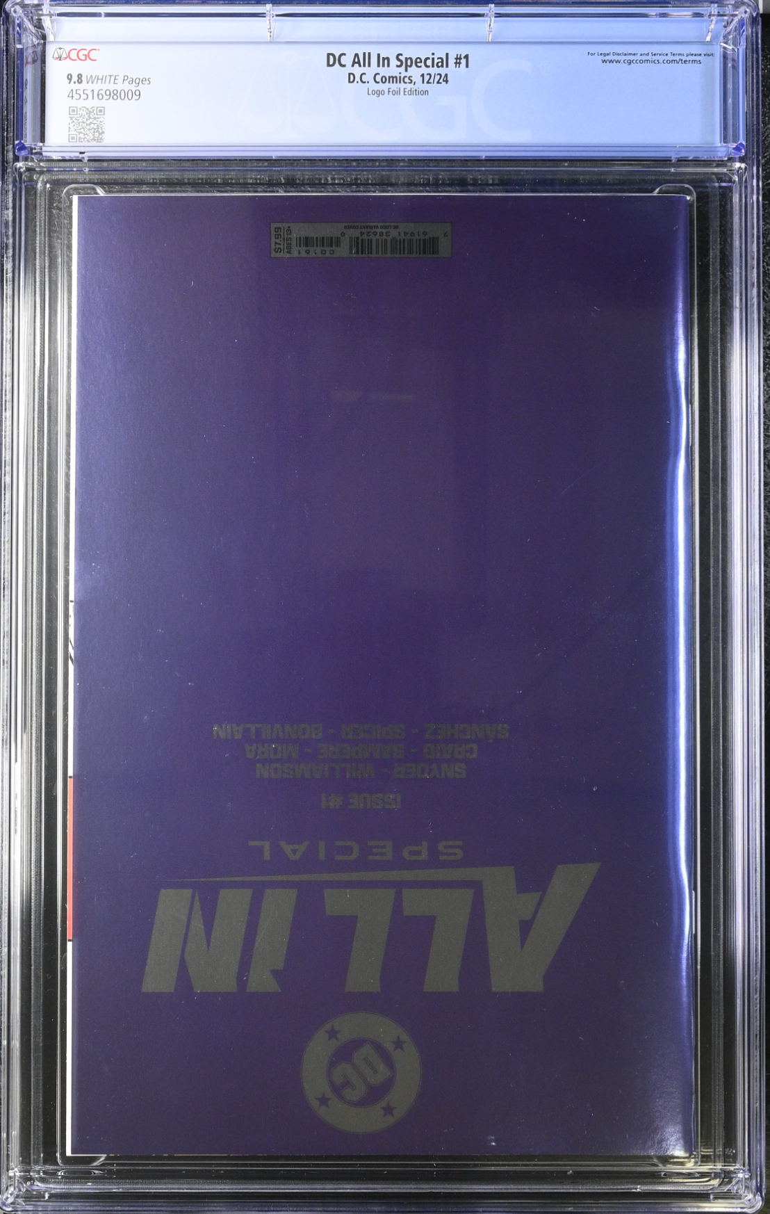 DC All In Special #1 Logo Foil Variant CGC 9.8