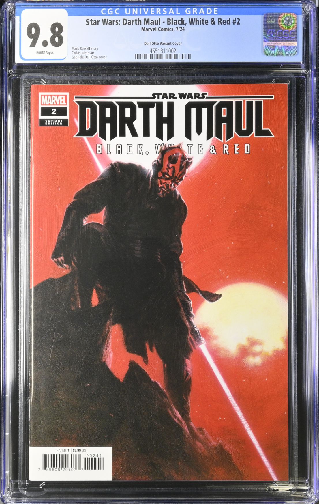 Star Wars: Darth Maul - Black, White & Red #2 Dell'Otto Variant CGC 9.8